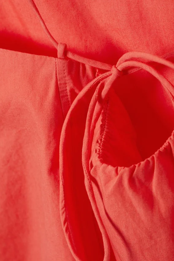 Drawstring Poplin Strap Top – Light Red Drawstring Poplin Strap Top – Light Red