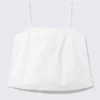 Drawstring Poplin Strap Top – White Drawstring Poplin Strap Top – White