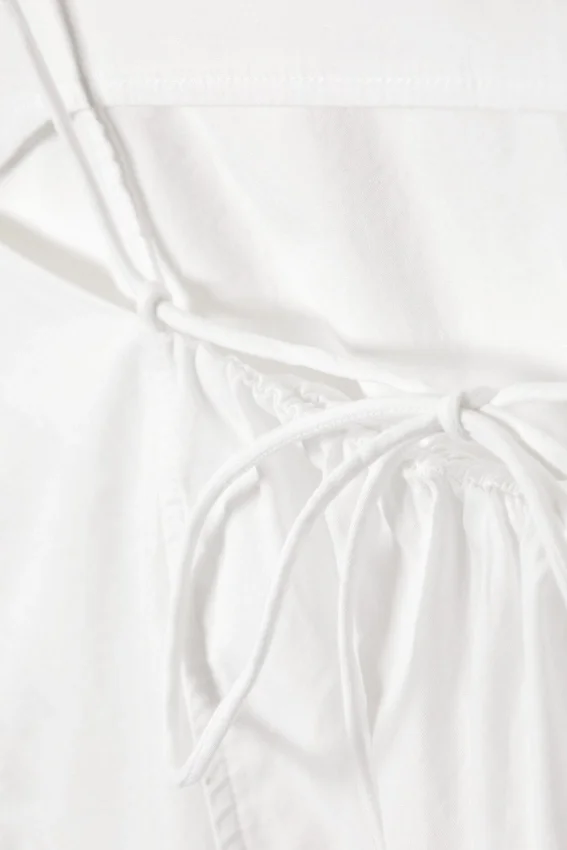 Drawstring Poplin Strap Top – White Drawstring Poplin Strap Top – White