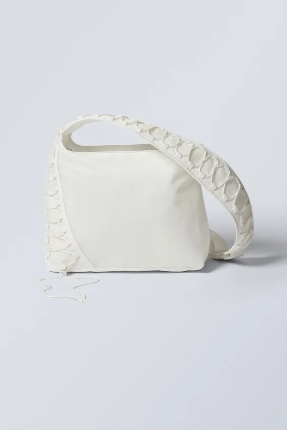 Drawstring Shoulder Bag – White Drawstring Shoulder Bag – White