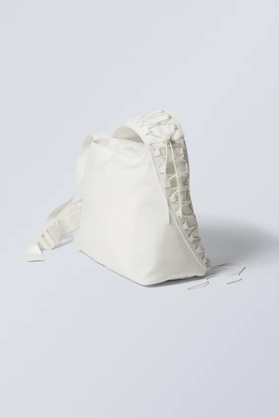 Drawstring Shoulder Bag – White Drawstring Shoulder Bag – White