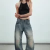 Drift Low Rise Loose Barrel Jeans – Mid Blue – Medium Blue Drift Low Rise Loose Barrel Jeans – Mid Blue – Medium Blue