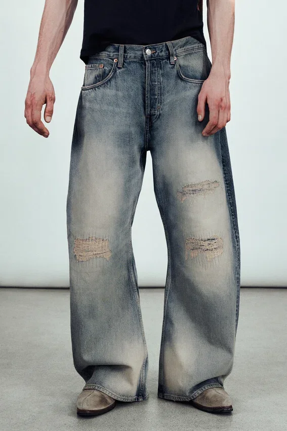 Drift Low Rise Loose Barrel Jeans – Mid Blue – Medium Blue Drift Low Rise Loose Barrel Jeans – Mid Blue – Medium Blue