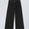 Dual High Waisted Loose Wide Leg Jeans – Tuned Black – Black Dual High Waisted Loose Wide Leg Jeans – Tuned Black – Black