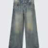 Dual Waistband Wide Leg Jeans – Arizona Blue – Medium Blue Dual Waistband Wide Leg Jeans – Arizona Blue – Medium Blue