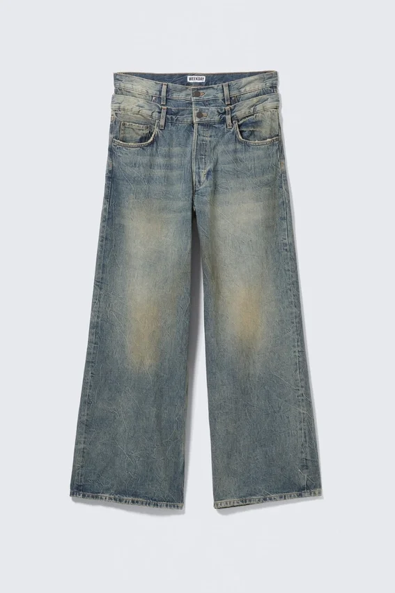 Dual Waistband Wide Leg Jeans – Arizona Blue – Medium Blue Dual Waistband Wide Leg Jeans – Arizona Blue – Medium Blue