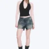 Duchess Low Rise Distressed Mini Denim Shorts – Baltic Blue – Dark Blue Duchess Low Rise Distressed Mini Denim Shorts – Baltic Blue – Dark Blue