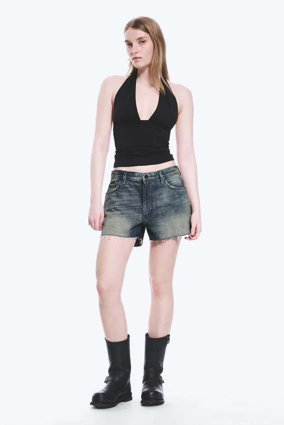 Duchess Low Rise Distressed Mini Denim Shorts – Baltic Blue – Dark Blue Duchess Low Rise Distressed Mini Denim Shorts – Baltic Blue – Dark Blue