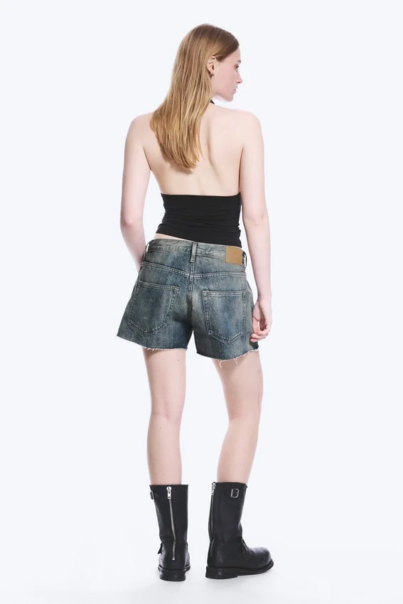 Duchess Low Rise Distressed Mini Denim Shorts – Baltic Blue – Dark Blue Duchess Low Rise Distressed Mini Denim Shorts – Baltic Blue – Dark Blue
