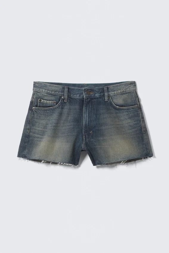 Duchess Low Rise Distressed Mini Denim Shorts – Baltic Blue – Dark Blue Duchess Low Rise Distressed Mini Denim Shorts – Baltic Blue – Dark Blue