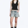 Duchess Low Rise Distressed Mini Denim Shorts – Port Blue – Light Blue Duchess Low Rise Distressed Mini Denim Shorts – Port Blue – Light Blue