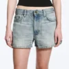 Duchess Low Rise Distressed Mini Denim Shorts – Port Blue – Light Blue Duchess Low Rise Distressed Mini Denim Shorts – Port Blue – Light Blue