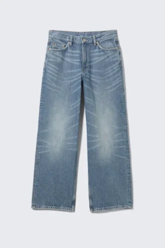 Dynasty Low Rise Loose Wide Jeans – Blue Stream – Medium Blue