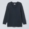 Eden Oversized Wool Blend Sweater – Dark Navy