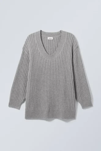 Eden Oversized Wool Blend Sweater – Grey