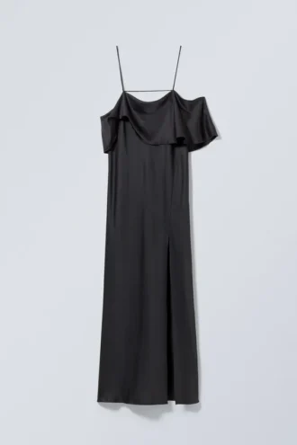 Elia Long off Shoulder Dress – Dark Grey