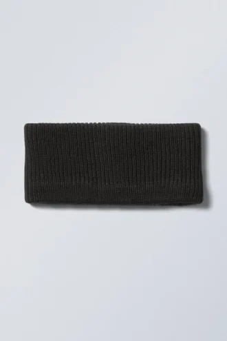 Elsa Ribbed Knit Headband – Black