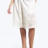 Embroidered Knee Length Cotton Shorts – White Embroidered Knee Length Cotton Shorts – White