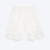Embroidered Knee Length Cotton Shorts – White Embroidered Knee Length Cotton Shorts – White
