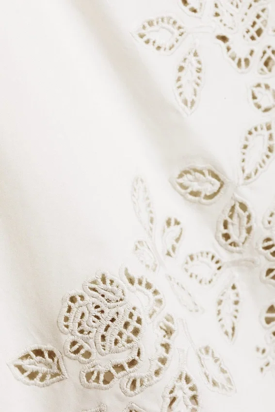 Embroidered Knee Length Cotton Shorts – White Embroidered Knee Length Cotton Shorts – White