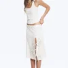 Embroidered Knee Length Cotton Skirt – White Embroidered Knee Length Cotton Skirt – White