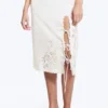 Embroidered Knee Length Cotton Skirt – White Embroidered Knee Length Cotton Skirt – White