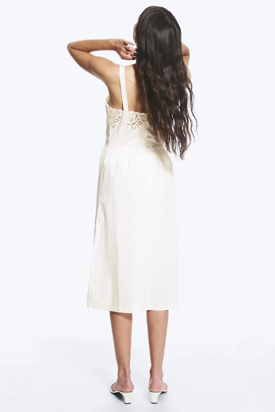 Embroidered Midi Dress – White Embroidered Midi Dress – White