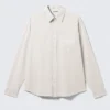 Embroidered Oversized Cotton Shirt – Beige Embroidered Oversized Cotton Shirt – Beige