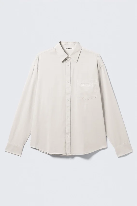Embroidered Oversized Cotton Shirt – Beige Embroidered Oversized Cotton Shirt – Beige