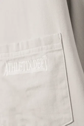 Embroidered Oversized Cotton Shirt – Beige