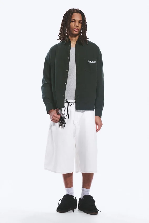 Embroidered Oversized Cotton Shirt – Dark Green Embroidered Oversized Cotton Shirt – Dark Green