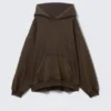 Embroidered Oversized Heavy Hoodie – Dark Brown Embroidered Oversized Heavy Hoodie – Dark Brown