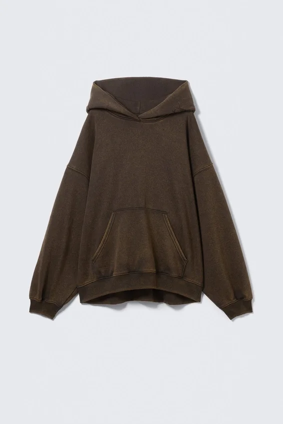Embroidered Oversized Heavy Hoodie – Dark Brown Embroidered Oversized Heavy Hoodie – Dark Brown