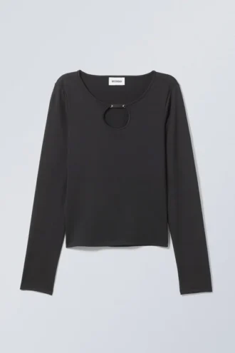 Enya Cut out Metal Long Sleeve – Black