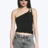 Eyelet Detail Asymmetric Tank Top – Black Eyelet Detail Asymmetric Tank Top – Black