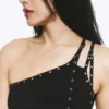 Eyelet Detail Asymmetric Tank Top – Black Eyelet Detail Asymmetric Tank Top – Black