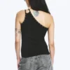 Eyelet Detail Asymmetric Tank Top – Black Eyelet Detail Asymmetric Tank Top – Black