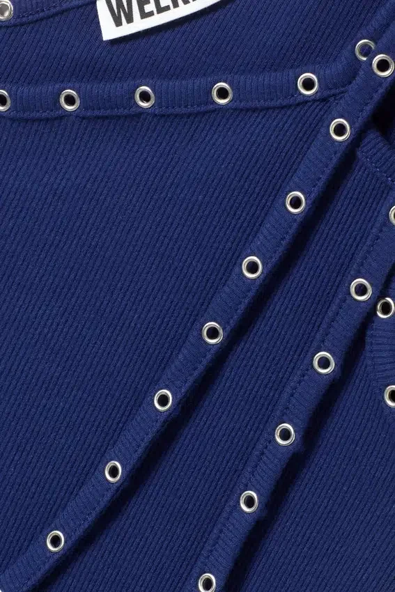 Eyelet Detail Asymmetric Tank Top – Bright Blue Eyelet Detail Asymmetric Tank Top – Bright Blue