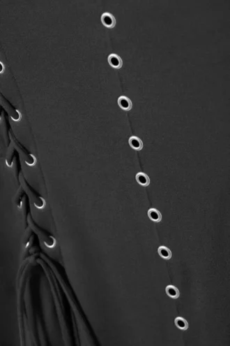 Eyelet Lace-Up Mini Dress – Dark Grey
