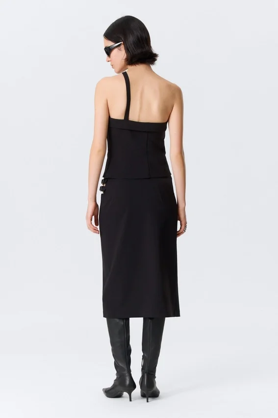 Faustina C Mid Rise Side-Buckle Pencil Skirt – Black Faustina C Mid Rise Side-Buckle Pencil Skirt – Black