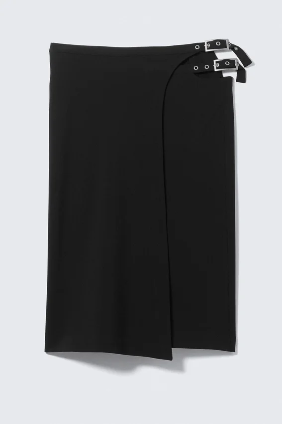 Faustina C Mid Rise Side-Buckle Pencil Skirt – Black Faustina C Mid Rise Side-Buckle Pencil Skirt – Black