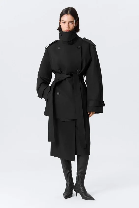 Faustina C Oversized Double-Breasted Trench Coat – Black Faustina C Oversized Double-Breasted Trench Coat – Black
