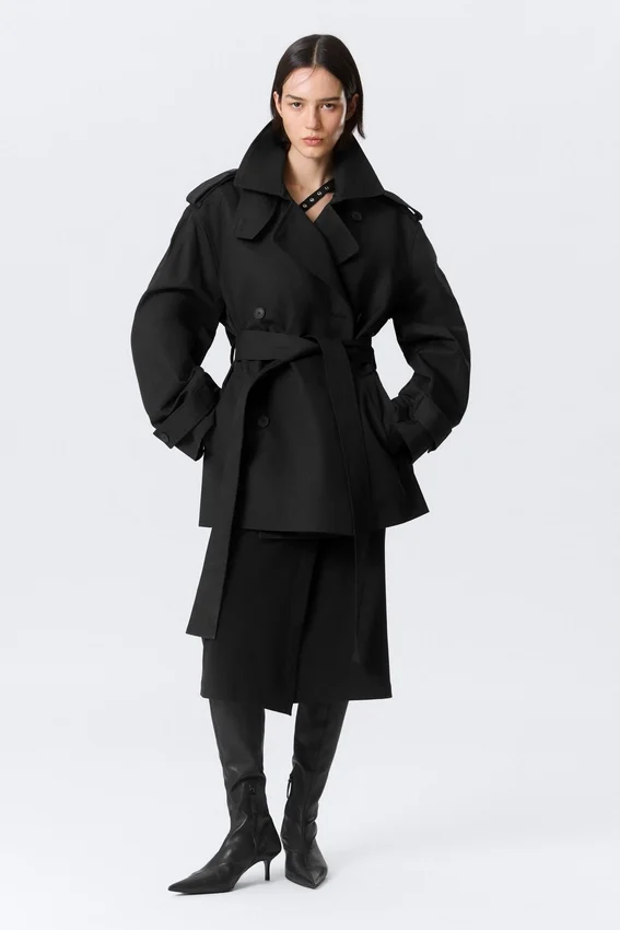 Faustina C Oversized Double-Breasted Trench Coat – Black Faustina C Oversized Double-Breasted Trench Coat – Black