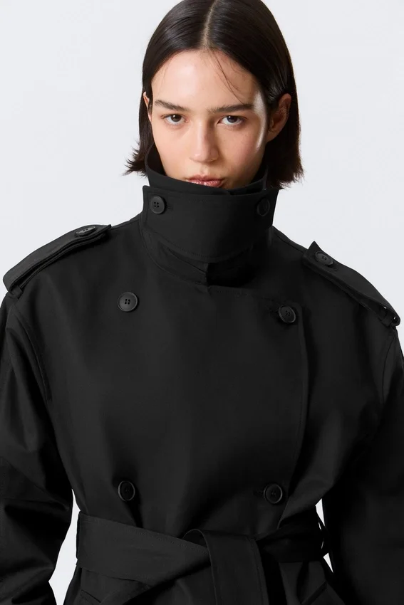 Faustina C Oversized Double-Breasted Trench Coat – Black Faustina C Oversized Double-Breasted Trench Coat – Black