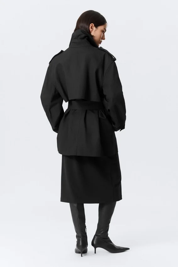 Faustina C Oversized Double-Breasted Trench Coat – Black Faustina C Oversized Double-Breasted Trench Coat – Black
