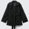 Faustina C Oversized Double-Breasted Trench Coat – Black Faustina C Oversized Double-Breasted Trench Coat – Black