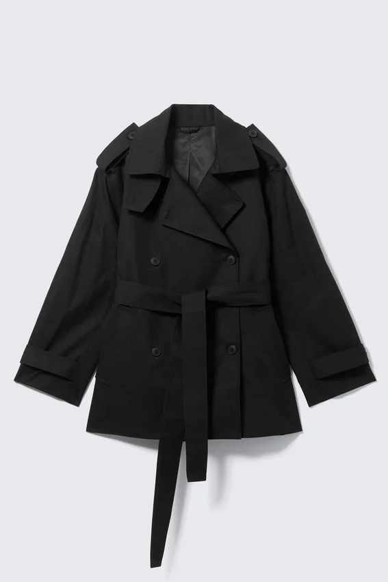 Faustina C Oversized Double-Breasted Trench Coat – Black Faustina C Oversized Double-Breasted Trench Coat – Black