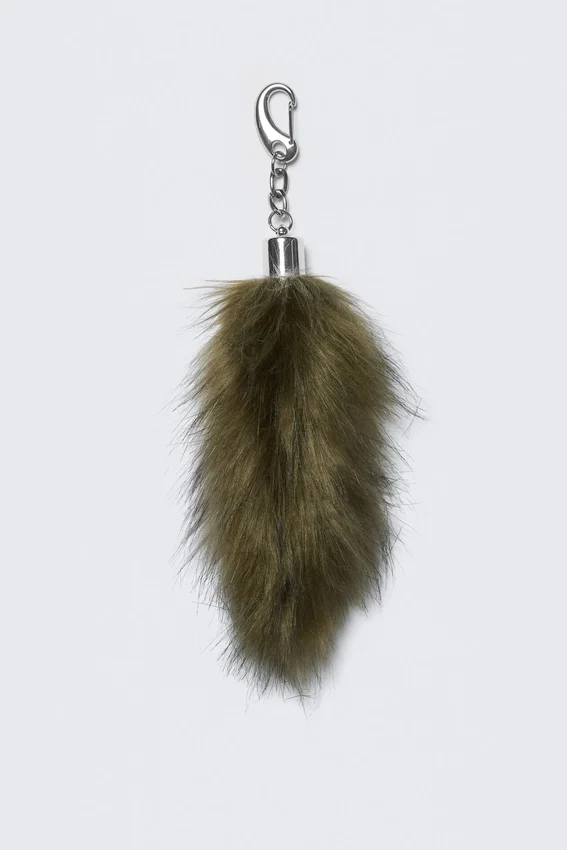 Faux Fur Bag Charm – Dark Khaki Green Faux Fur Bag Charm – Dark Khaki Green