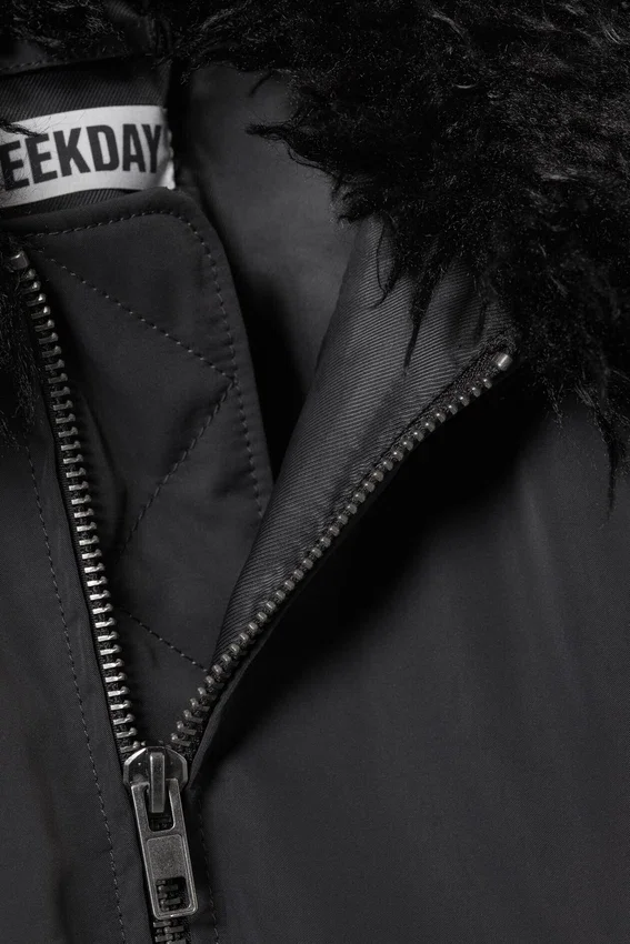 Faux Fur Collar Bomber Jacket – Dark Grey Faux Fur Collar Bomber Jacket – Dark Grey