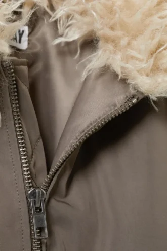 Faux Fur Collar Bomber Jacket – Dark Mole Faux Fur Collar Bomber Jacket – Dark Mole